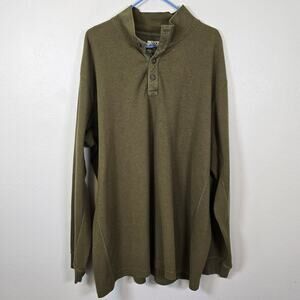 Duluth Trading Co Henley Shirt Men's 2XL Green Waffle Knit Classic Casual Work